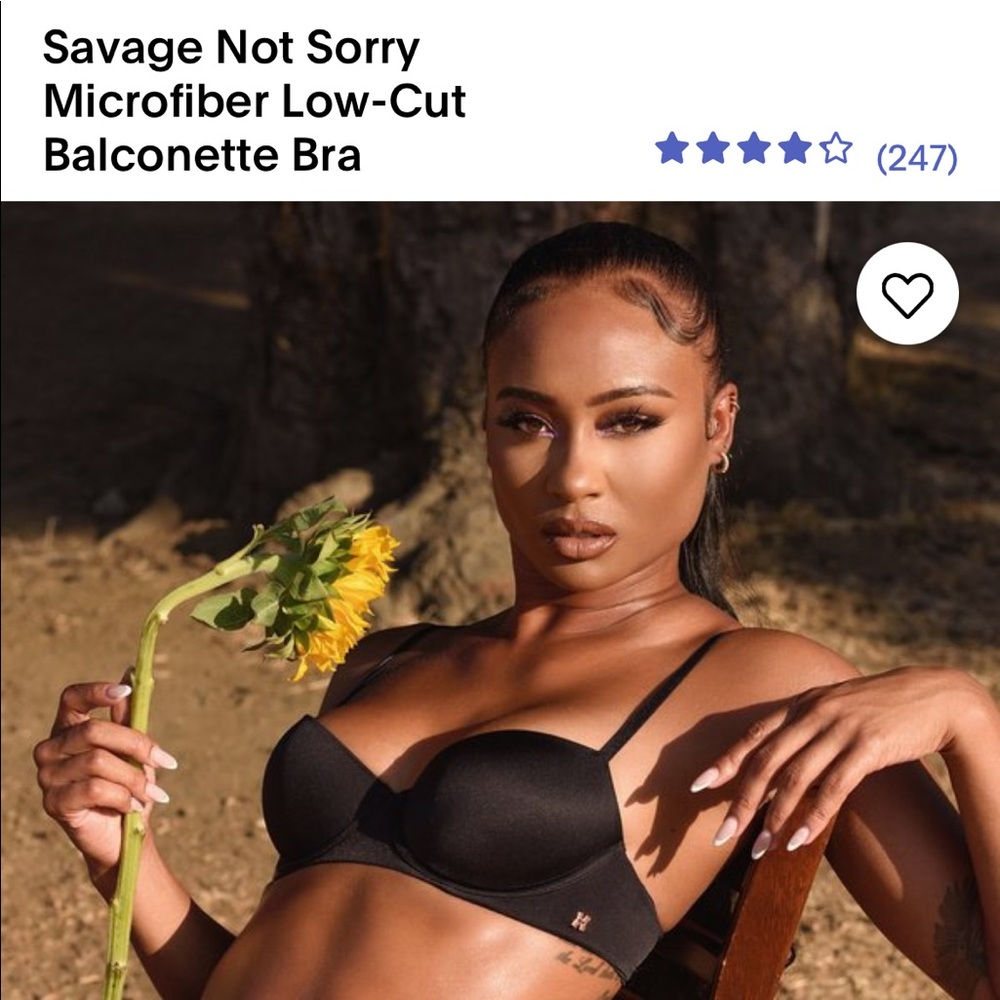 NWT Savage x Fenty Sorry Not Sorry Black Balconette Bra